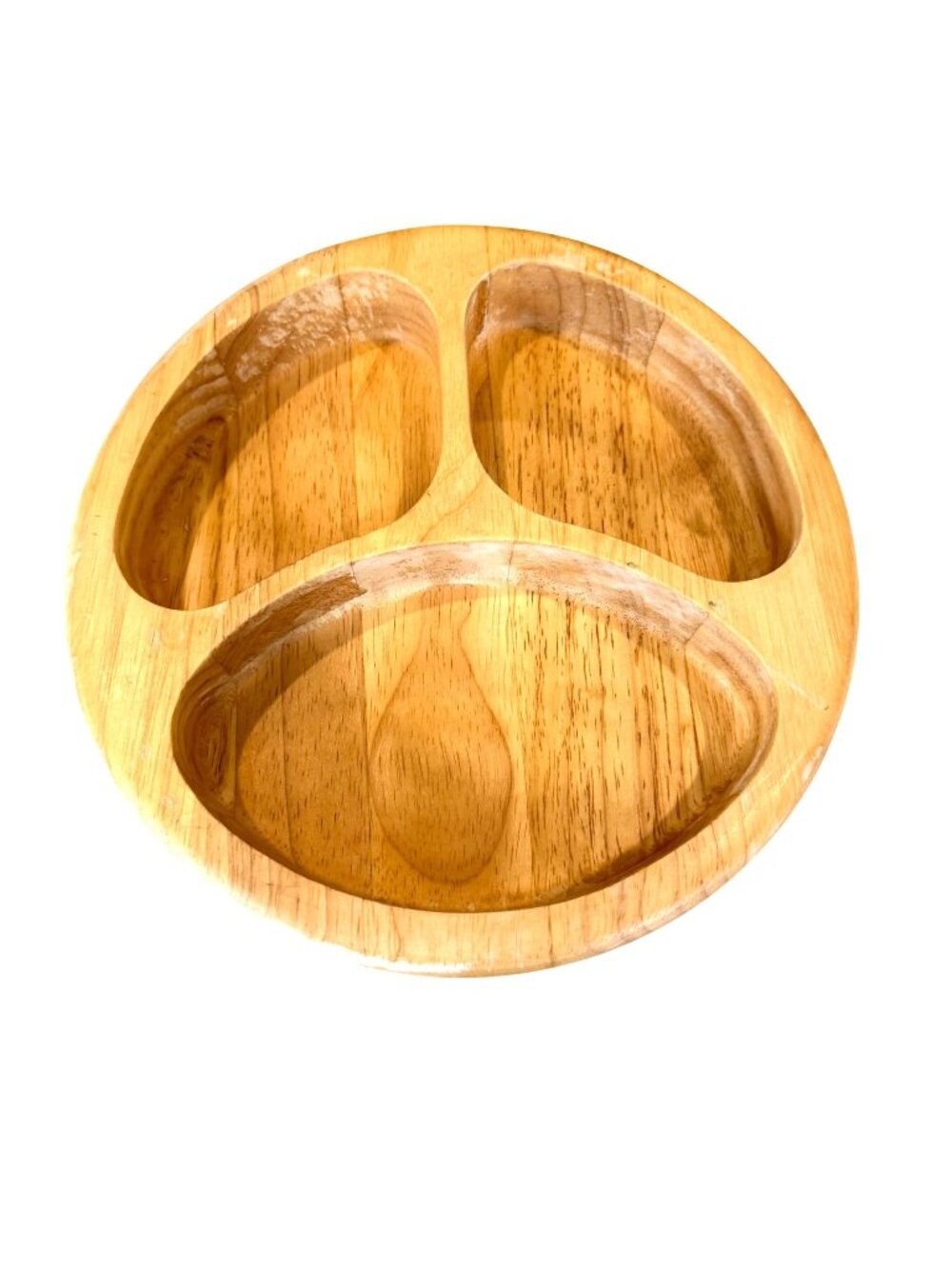 Lord & Taylor Round Wooden Divided Serving Tray 3 Compartments For Snacks